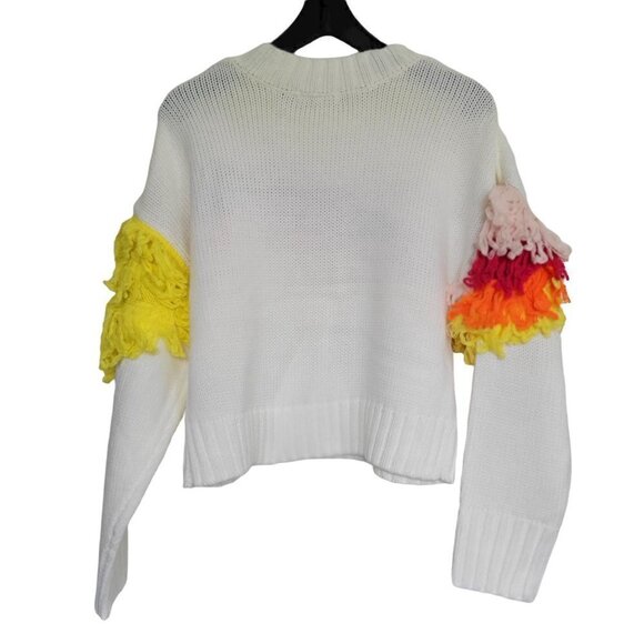 525 AMERICA Fringe Pullover Sweater White Multi | L - Picture 6 of 12